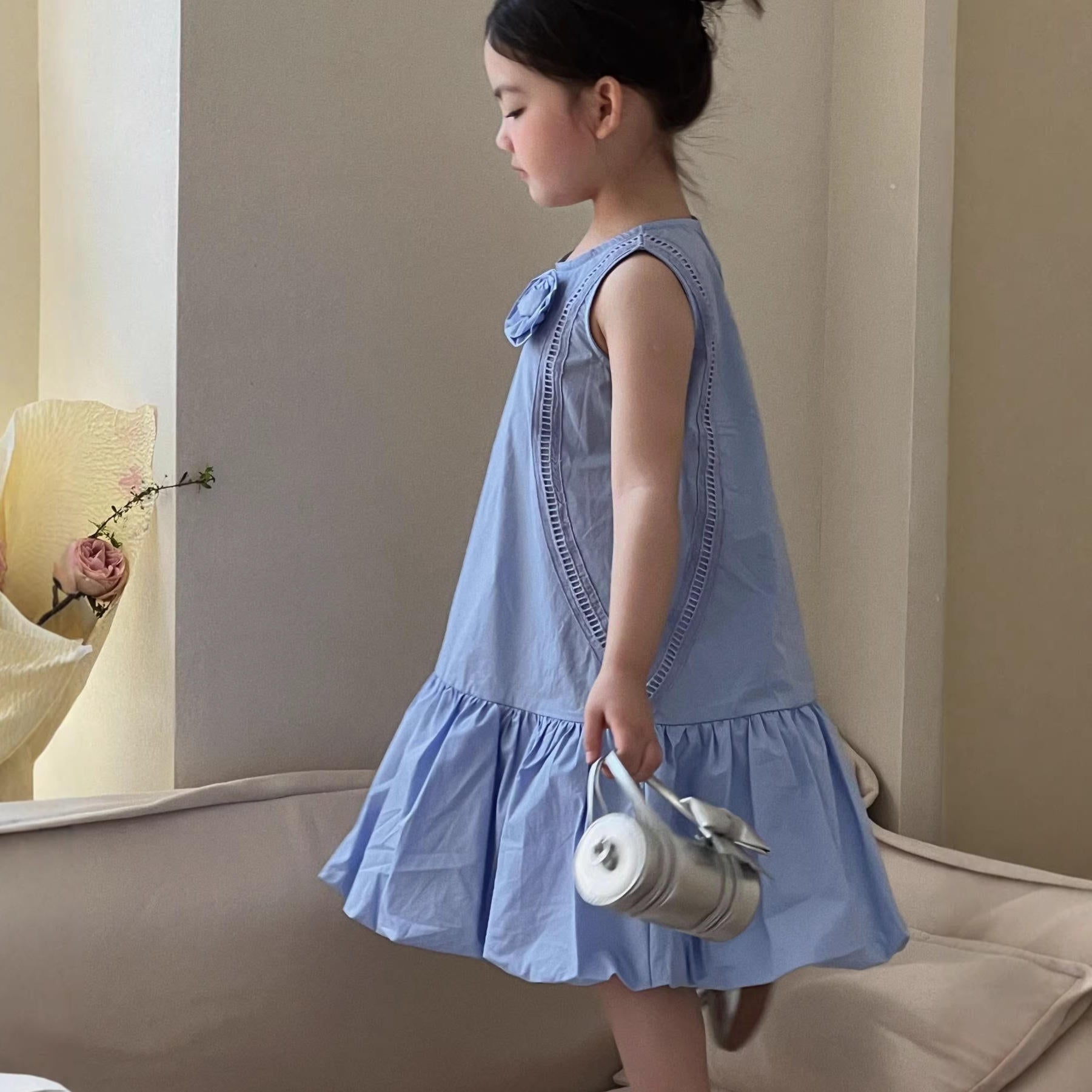 Wholesale 2026 Summer Baby Dresses French-style Sweet Elegant Youthful Solid Color for Baby Girls New Design Princess Dress