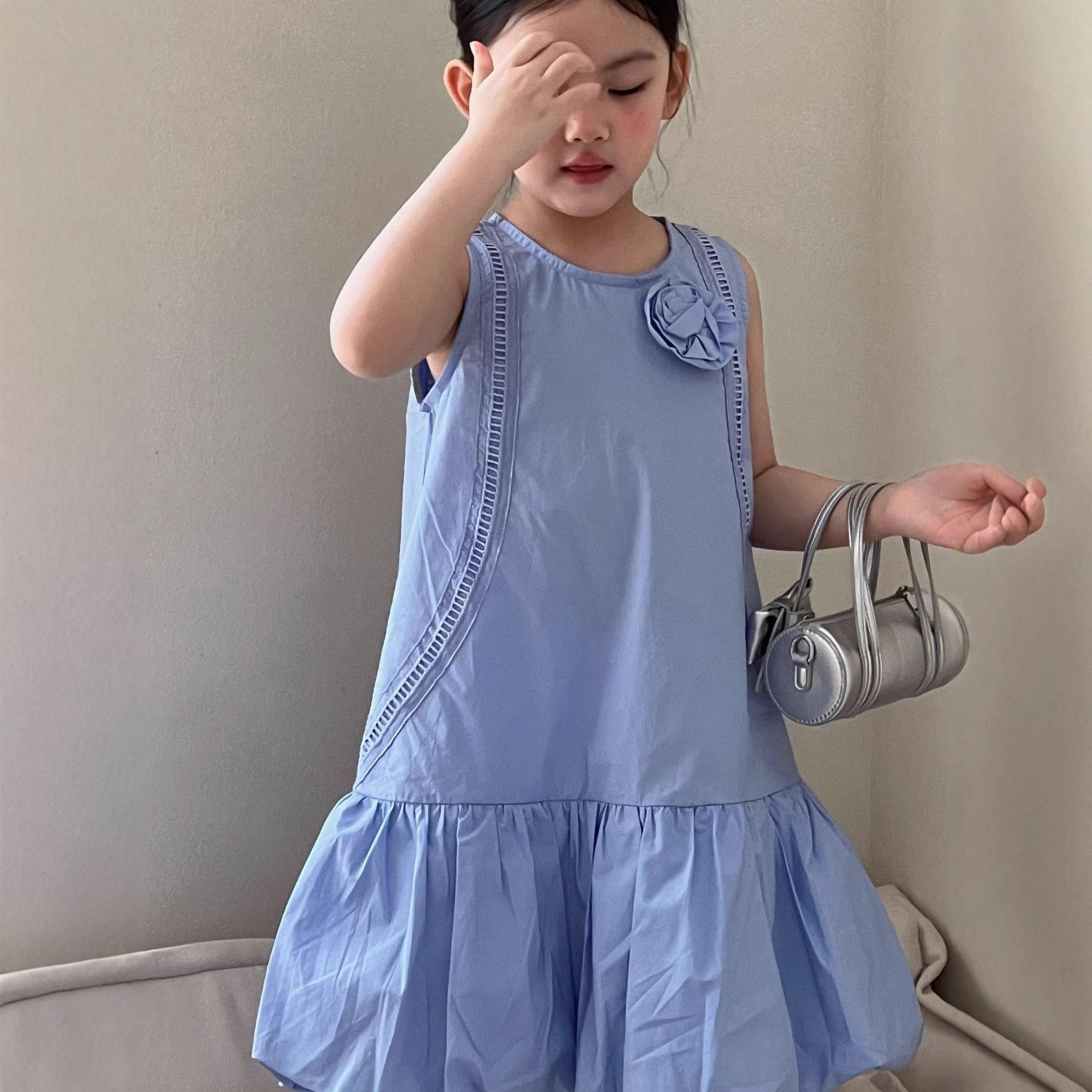 Wholesale 2026 Summer Baby Dresses French-style Sweet Elegant Youthful Solid Color for Baby Girls New Design Princess Dress