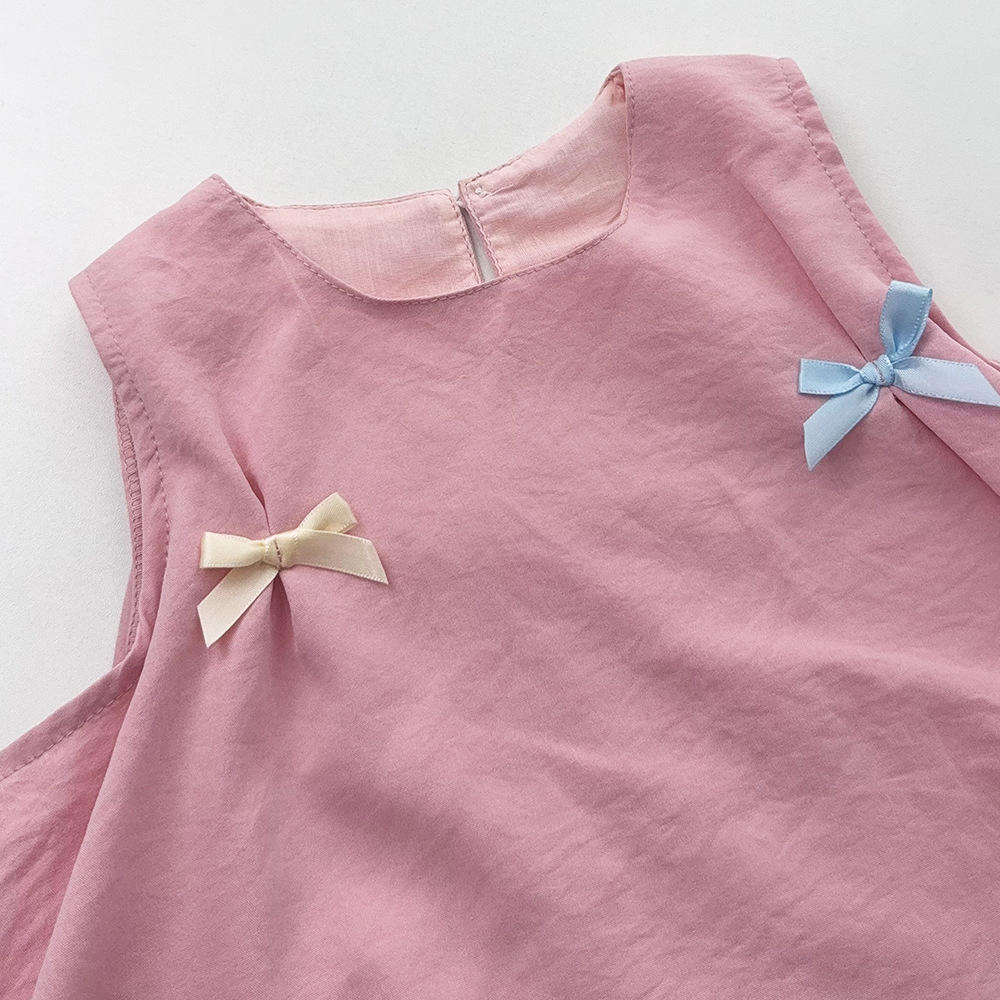 Wholesale 2026 Girls' Baby Dresses Princess Vest A-Line Dress Korean Version Baby Girl Summer Pink Sweet Bow Sleeveless Skirt