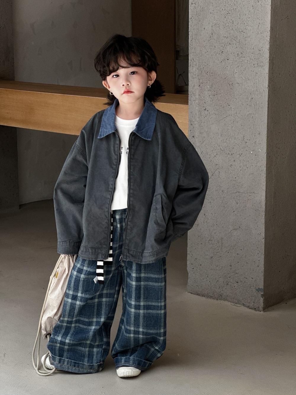 Wholesale Spring and Autumn New Style Soft Plaid Pants for Young Kids Boys and Girls Loose Fit Versatile Casual Plaid Pants