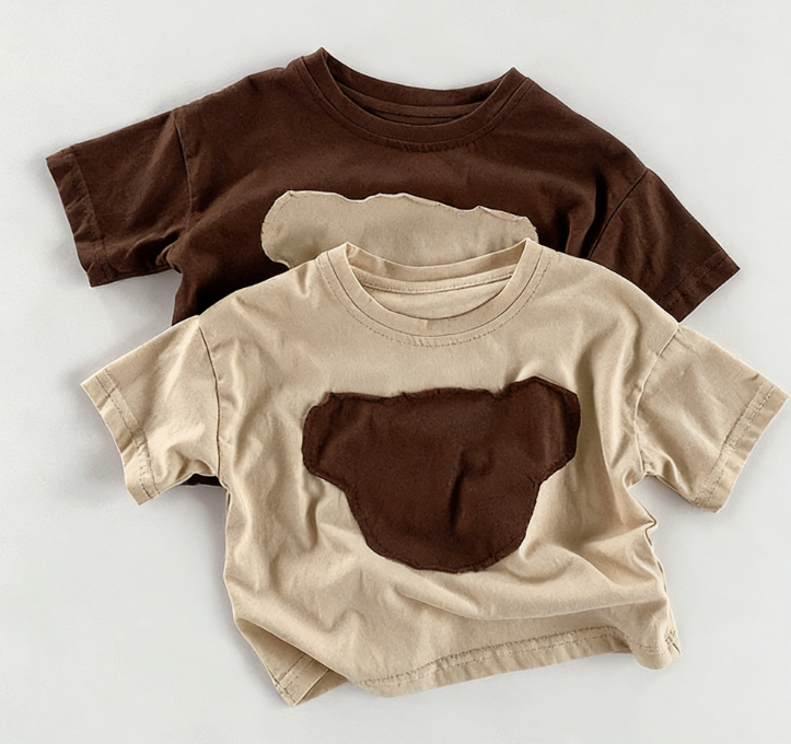 Wholesale 2026 INS Style Summer Children's Clothes T-Shirt Cartoon Print Short Sleeve Cute Bear Korean Style Versatile Pure Cotton Top