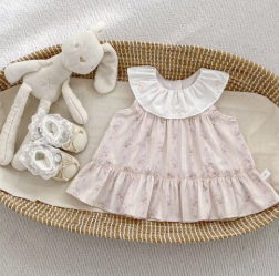 Wholesale 2026 Summer Girls' Pure New Fashion Cotton Bow Doll Collar Princess Dress Baby Girl Thin Sleeveless Floral Baby Dresses