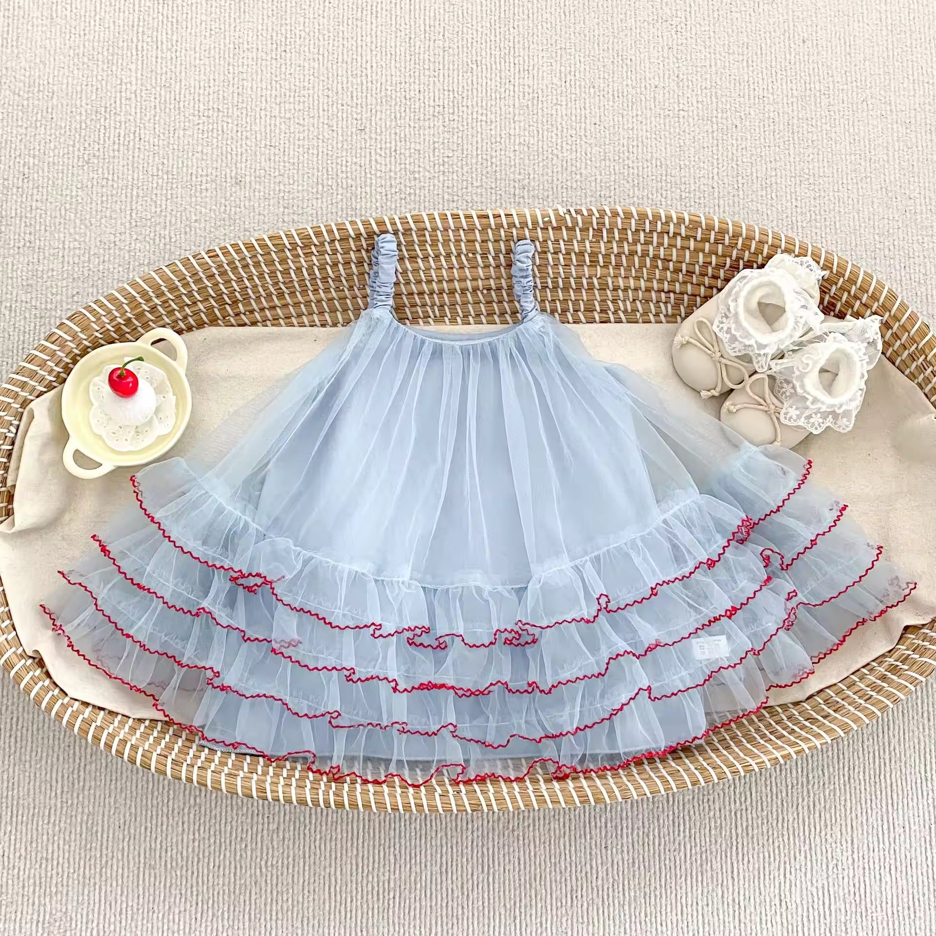Wholesale 2026 Summer Lightweight Baby Girls' Mesh Strap Princess Dress Sweet Puffy Dress for Baby Girls Birthday Party Skirt