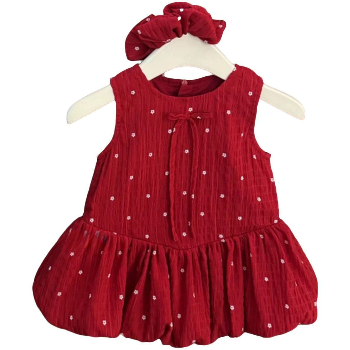 Wholesale 2026 New Fashion Baby Dresses Super Sweet Red Cute Little Flower Bud Princess Dress for Girls Versatile and Breathable