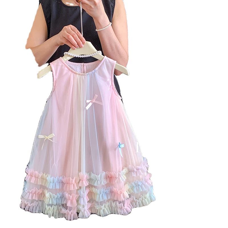 Wholesale Girls' Summer Dress 2026 New Style Little Girl Birthday Princess Dress Sleeveless Dress Fashionable Sequin Tulle Baby Dresses