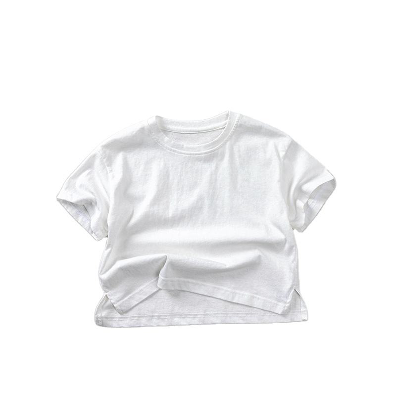 Wholesale 2026 Summer New Fashion Baby T-Shirt Children Short-Sleeved Thin Basic Solid Color Pure Cotton Korean-Style Boys and Girls Top