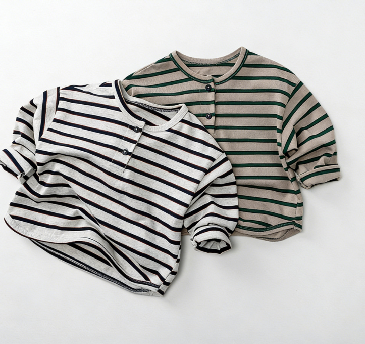 Wholesale Children's Striped Long-sleeve T-shirt New Autumn Style for Boys and Girls Japanese-style Korean Version Versatile Kids Top