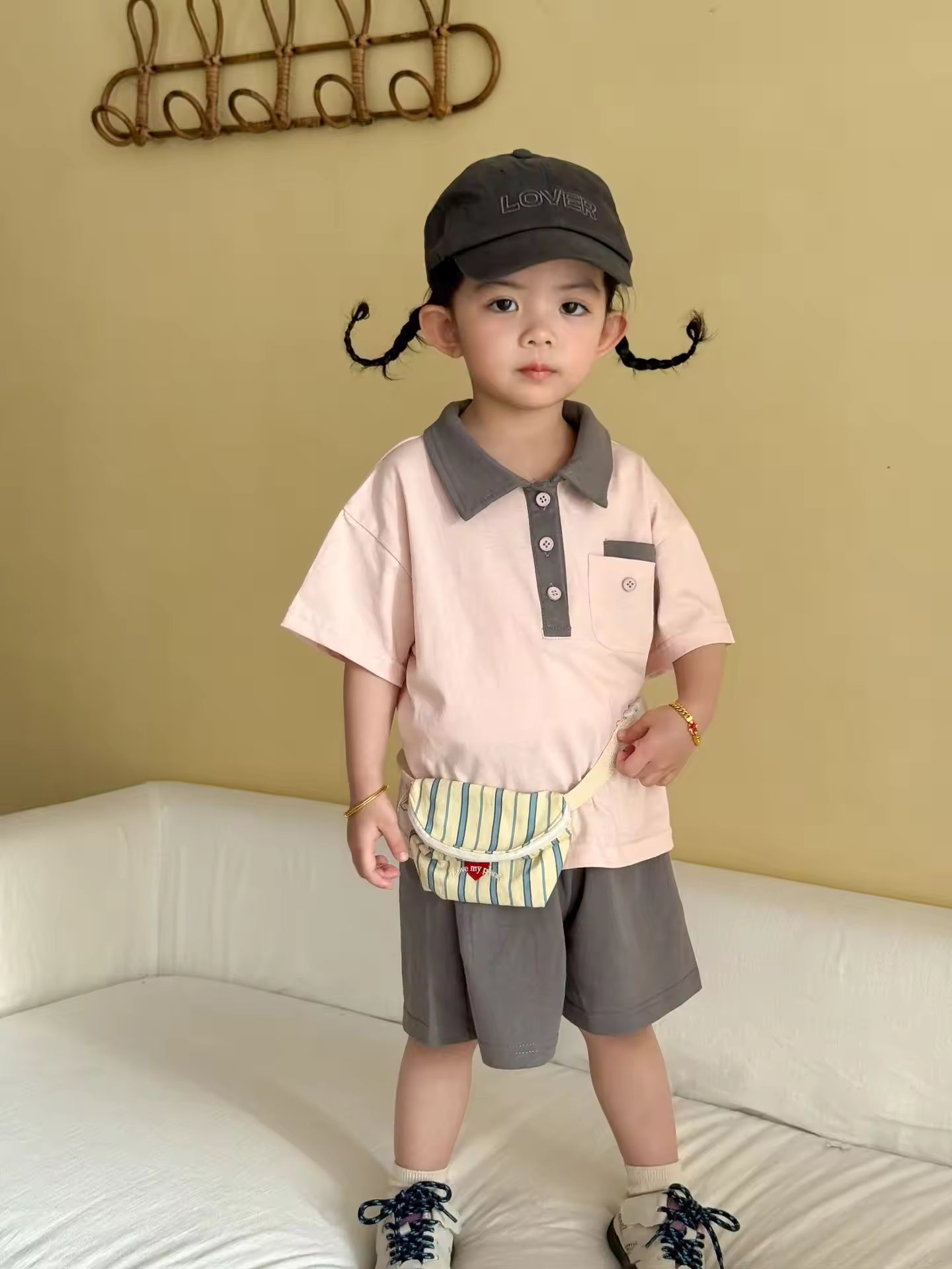 Wholesale 2026 New Style Children's Summer Set Sports Baby Pure Cotton Boys and Girls Casual Loose Short-Sleeve Polo Shirt and Shorts Suit