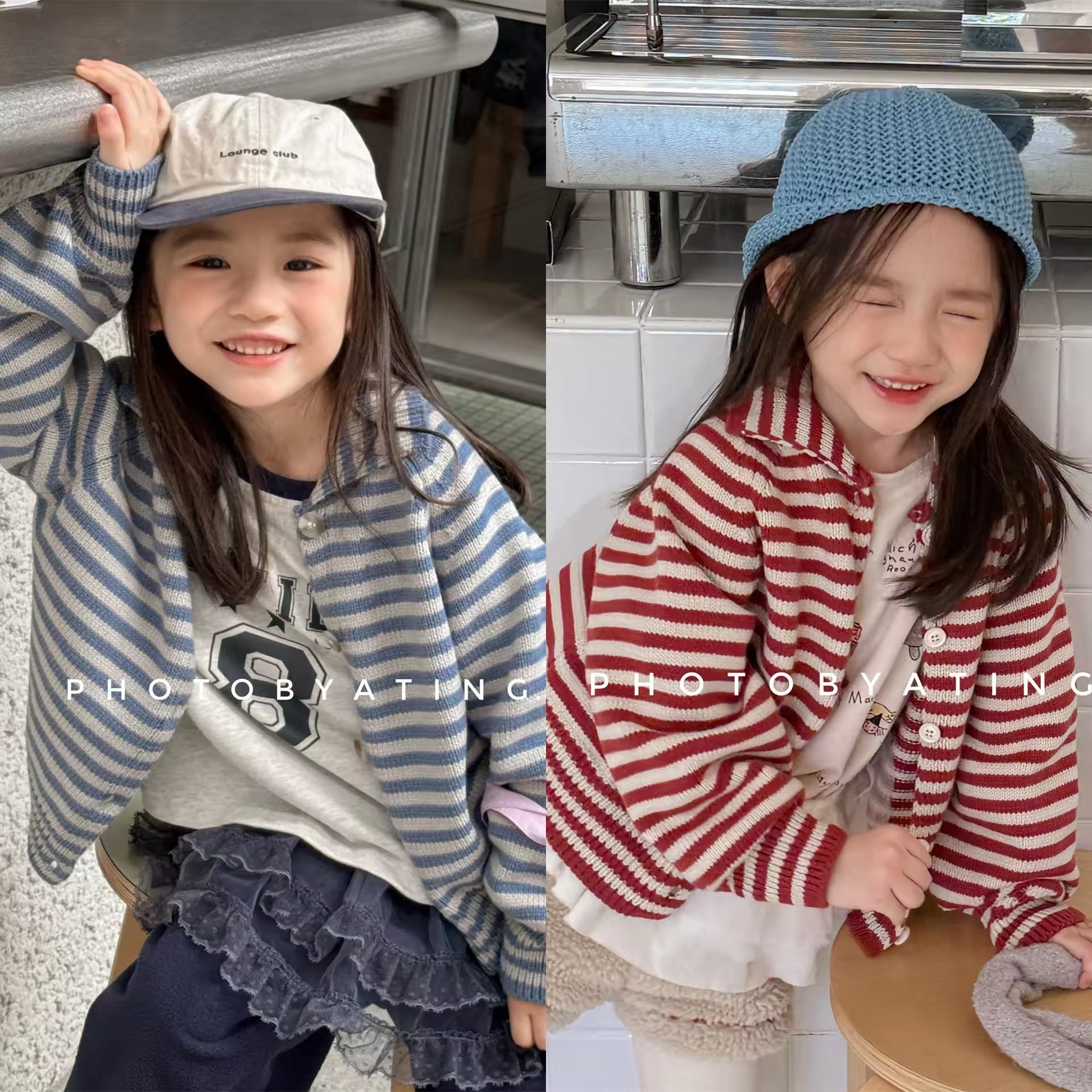 2025 New Fashion Children's Sweaters Autumn and Winter Casual Thick Acrylic Sweater Stripes Cardigan Tops