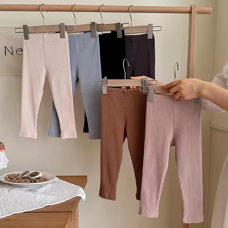 Children's Leggings for Spring and Autumn Korean Style Striped Long Pants for Boys and Girls Wearing Outside