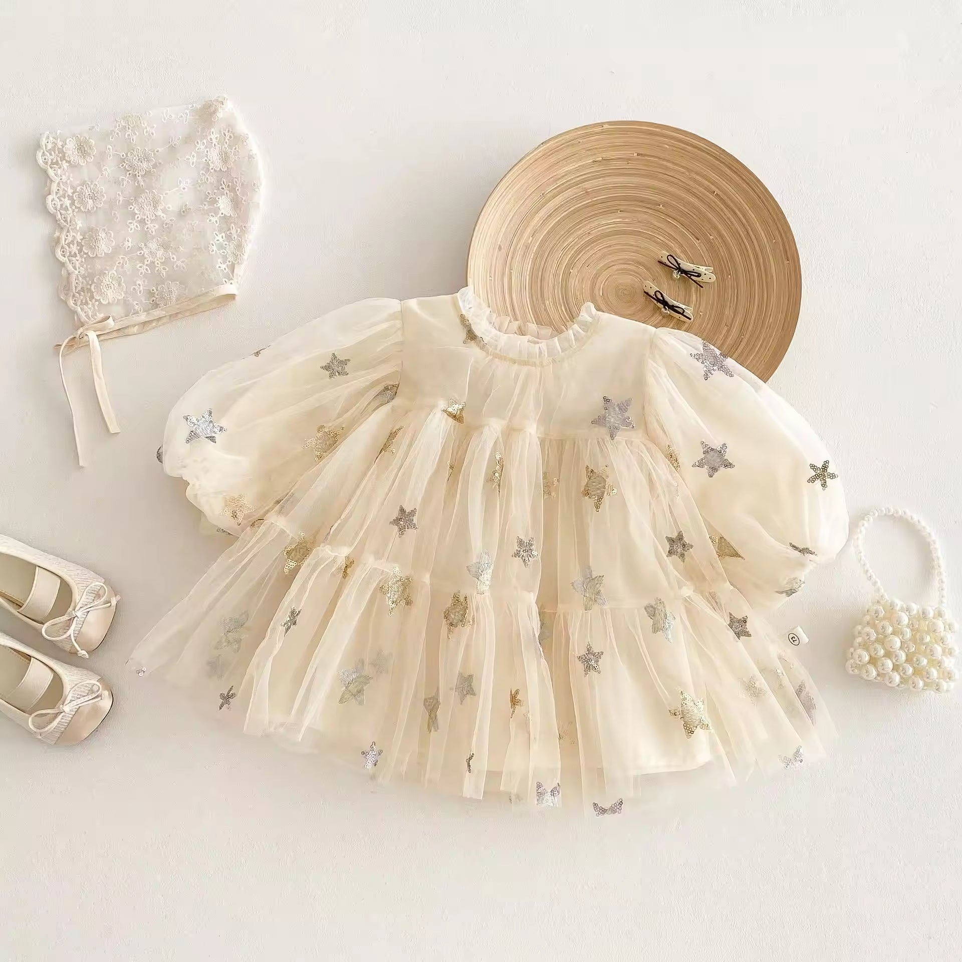 Girl's Korean-style Baby Dresses Spring 2025 New Design Sweet Cute Children's Clothing Baby Mesh Girl Princess Dress