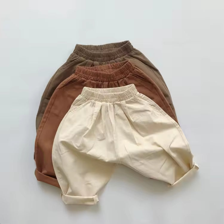 Baby Trousers 1-6Yrs Toddler Boys Solid Color Harem Cotton Long Pants Infant Girls Loose Turnip Pants