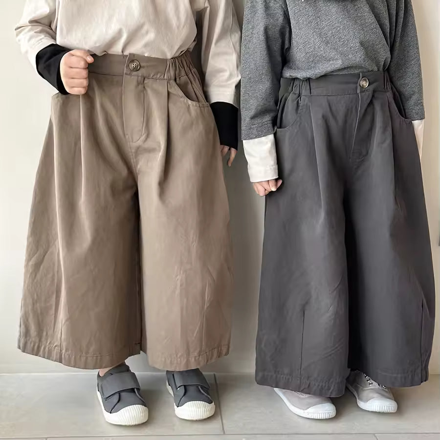 Korean Version Spring Autumn New Style Boys and Girls Straight Harem Pants Casual Loose Wide-leg Jeans Trousers for Children
