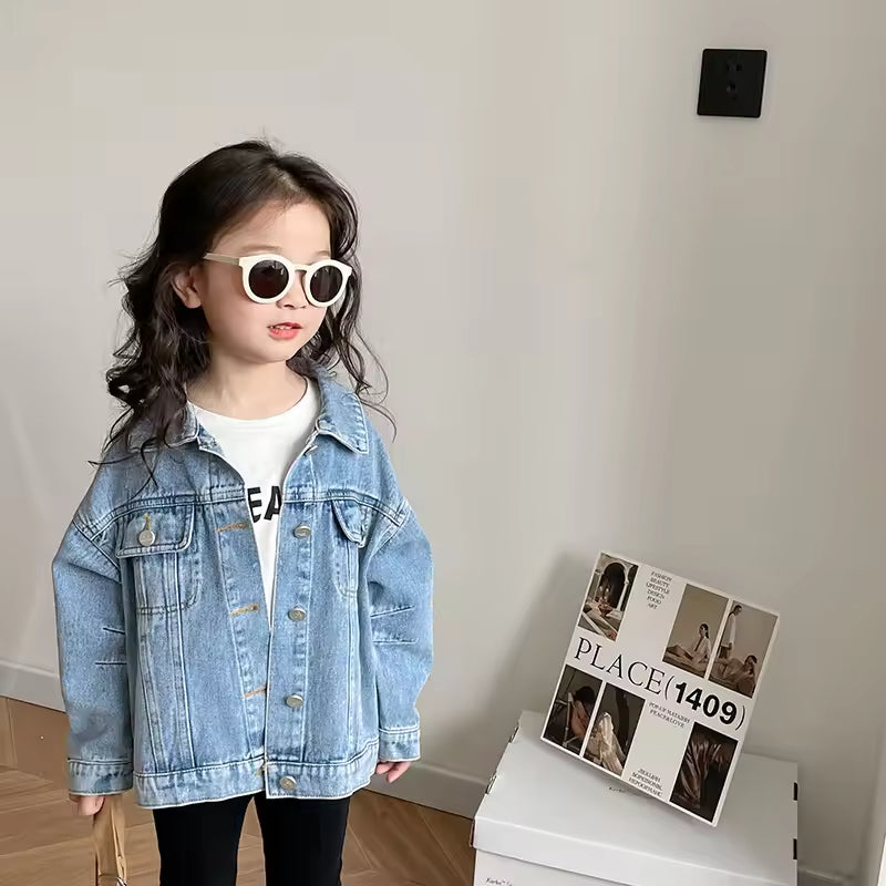 Boys and Girls Children Casual Denim Jacket Autumn Kids Fashion Coat Top Vintage Denim Jacket Loose Top