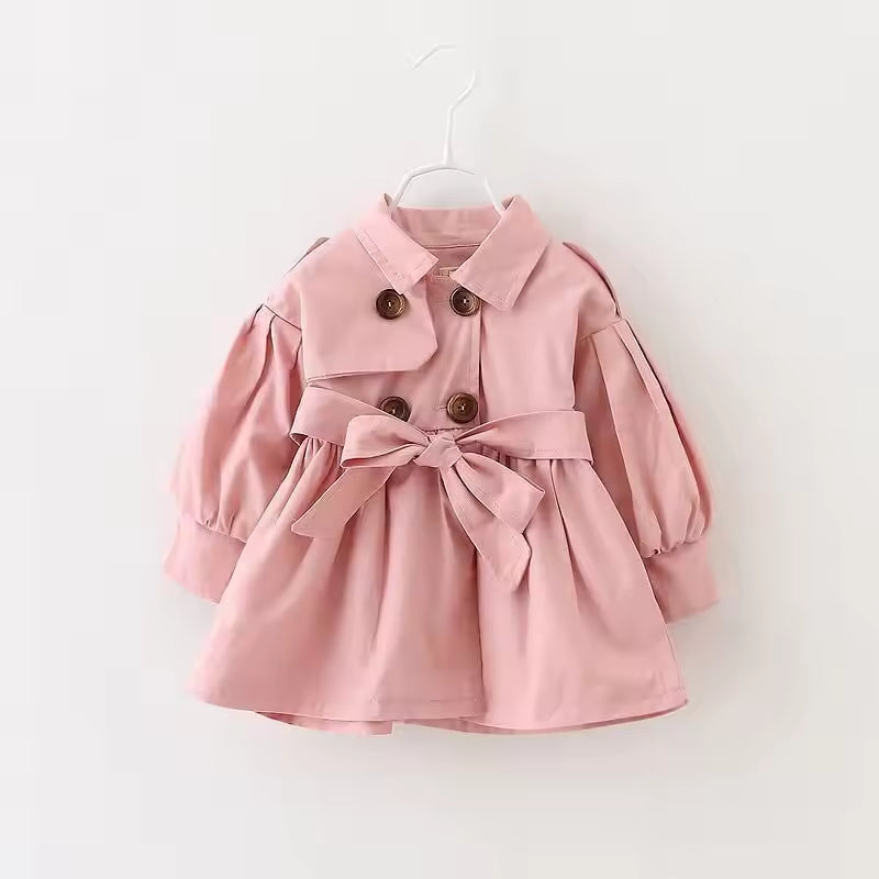 Children's 2025 Spring New Girls' Coat Lapel Long Sleeve Coat Children's Clothing