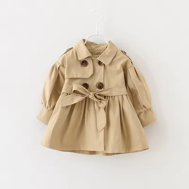 Children's 2025 Spring New Girls' Coat Lapel Long Sleeve Coat Children's Clothing
