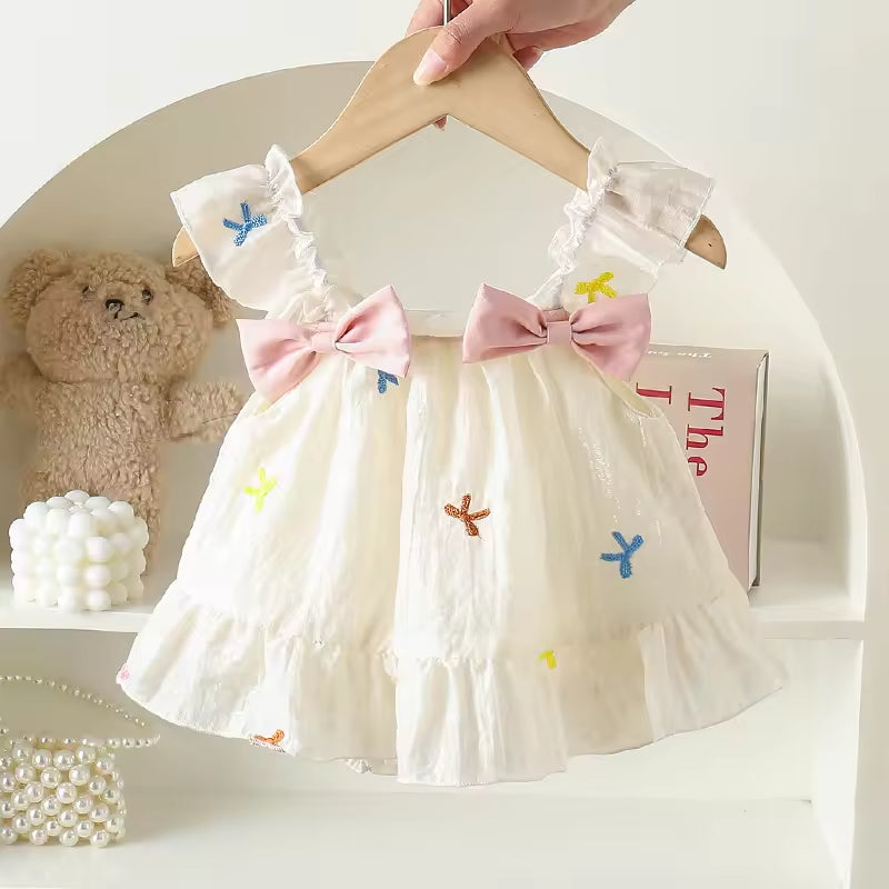 2025 Summer Newborn Baby Clothes Sweet Floral Baby Girls Bow Casual Floral Knitted Wraps Baby Jumpsuit