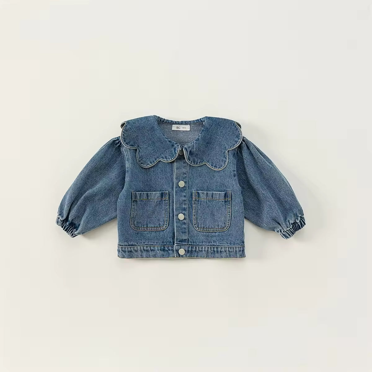 Girls' Jean Jacket Spring and Autumn Children's Lace Collar Denim Cardigan