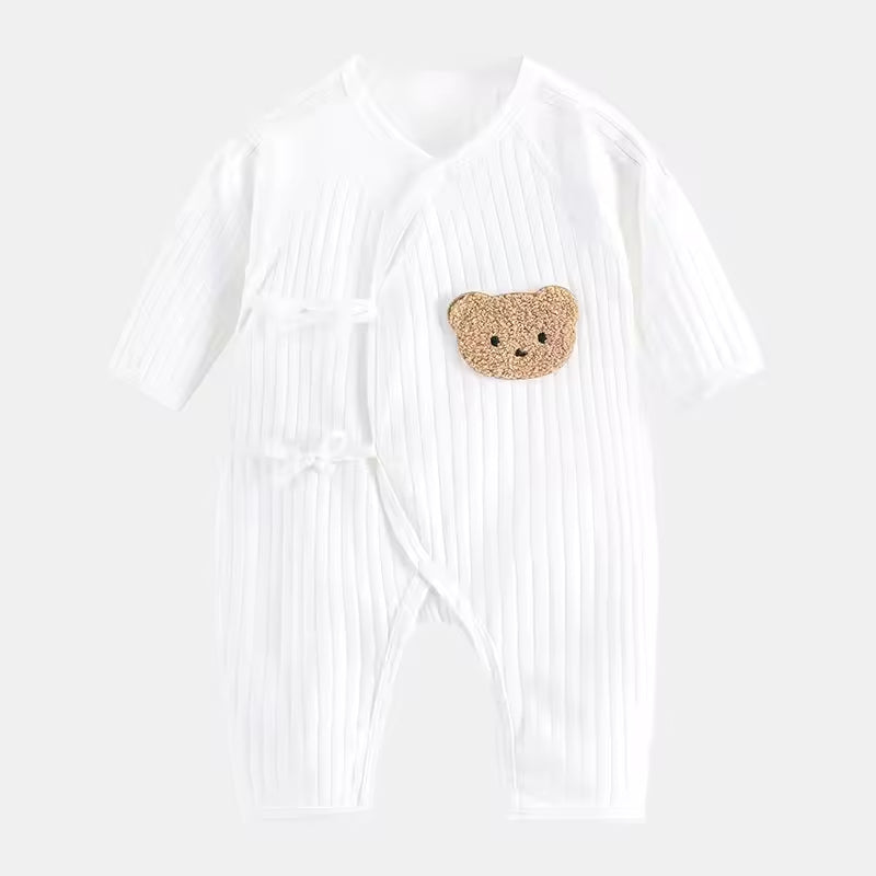 Newborn Baby Clothes Knitted Jumpsuit Boneless Four-Seasons Monk Clothes Bear Bottoming Thin Baby Outfit