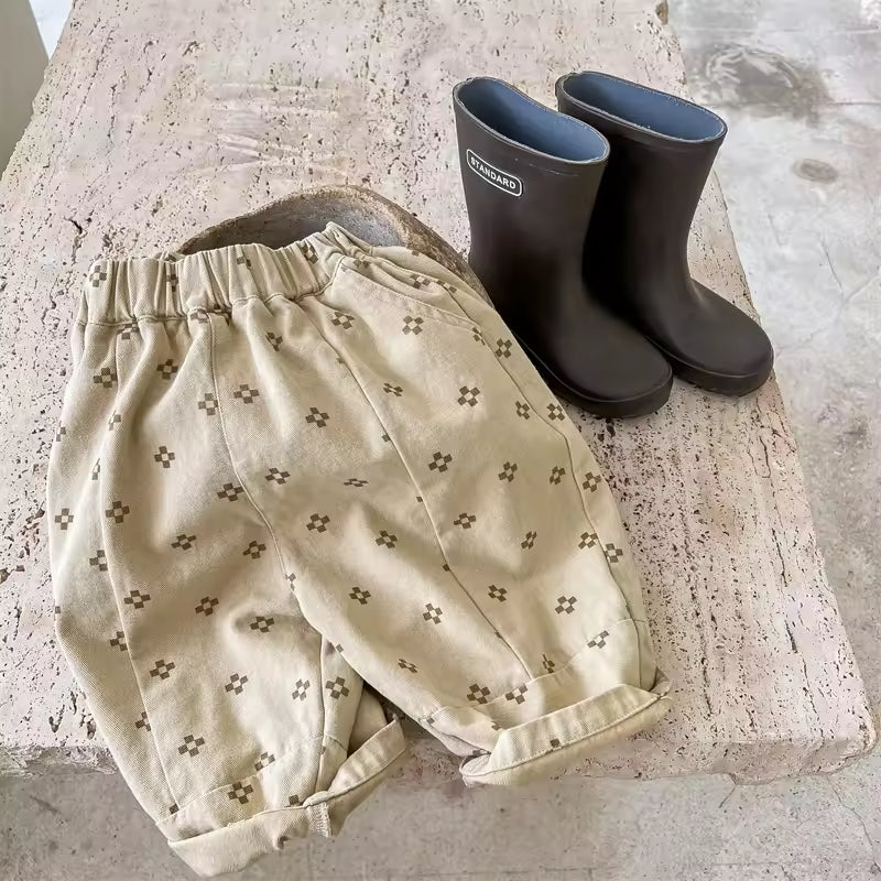 2025 Autumn New Korean Style Baby Pants Washed Cotton Harem Pants for Girls Casual Children's Clothing