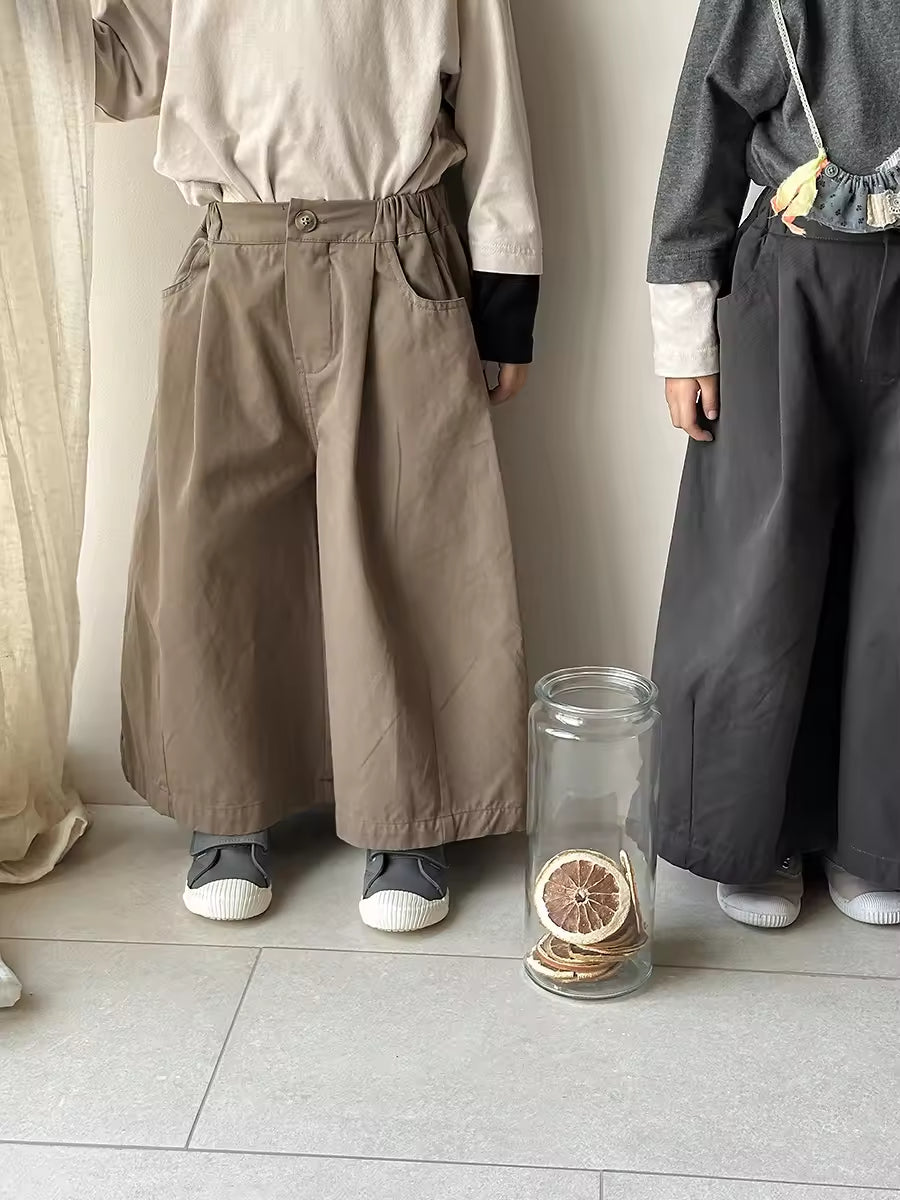 Korean Version Spring Autumn New Style Boys and Girls Straight Harem Pants Casual Loose Wide-leg Jeans Trousers for Children