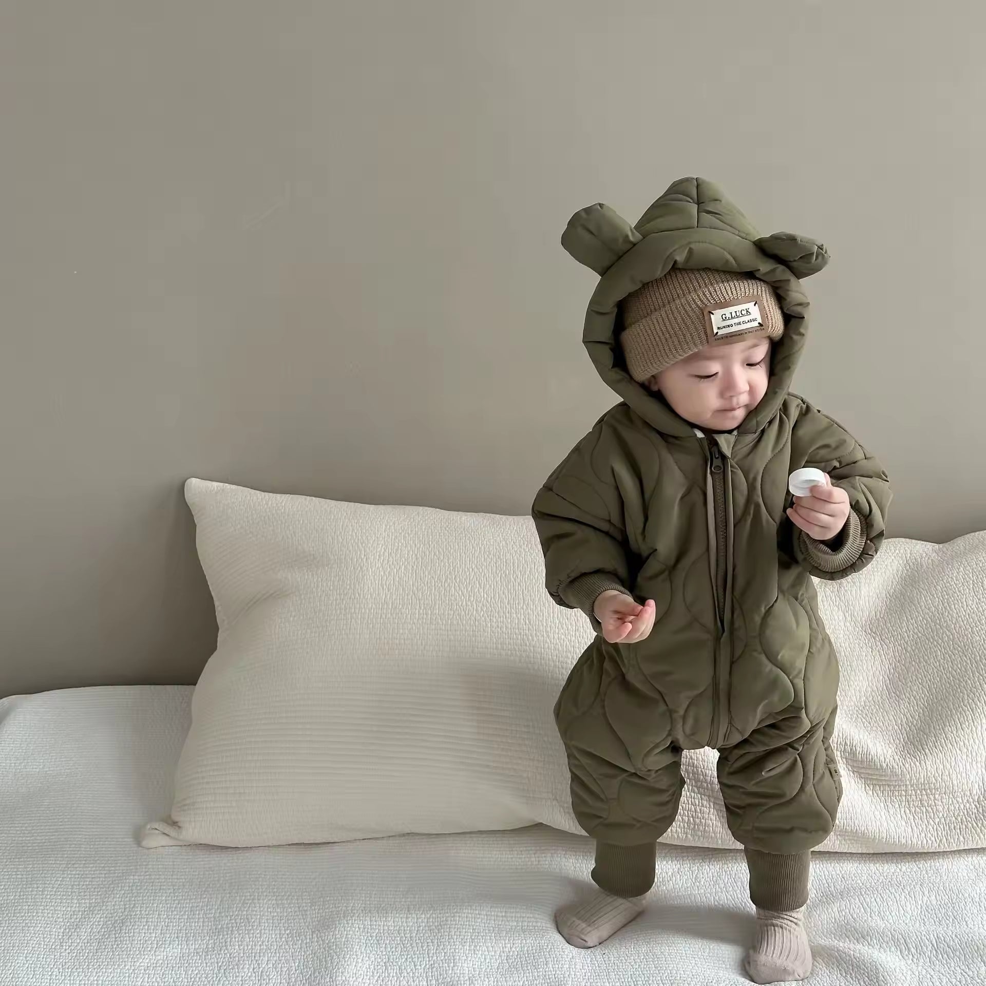 Baby Winter Clothing Children's Clothing Warm Cotton-padded Clothes Boys Fleece-lined Jumpsuit Baby Cotton-padded Clothes