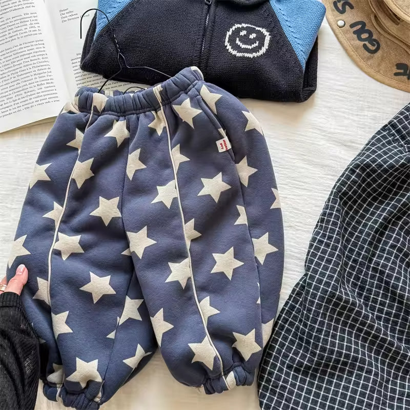 2025 Children's Autumn and Winter Harem Pants 100% Cotton Plus Size Girls Boys Casual Sweetheart Trousers