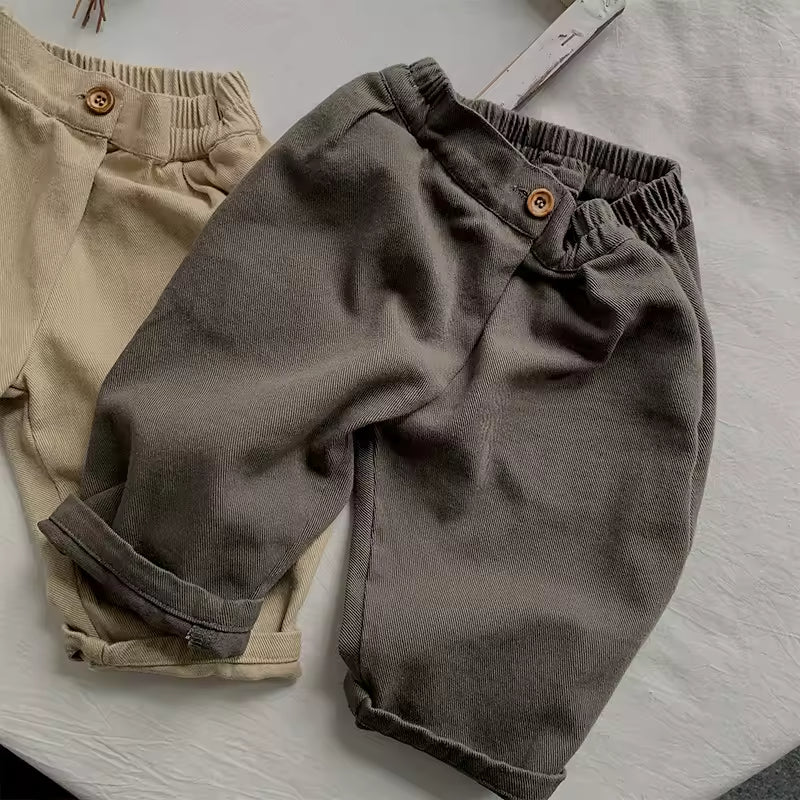 2025 Autumn and Winter Baby Pants Korean Style Kids Clothing Casual Straight Pant Pure Color Loose Fit-New Baby Trousers