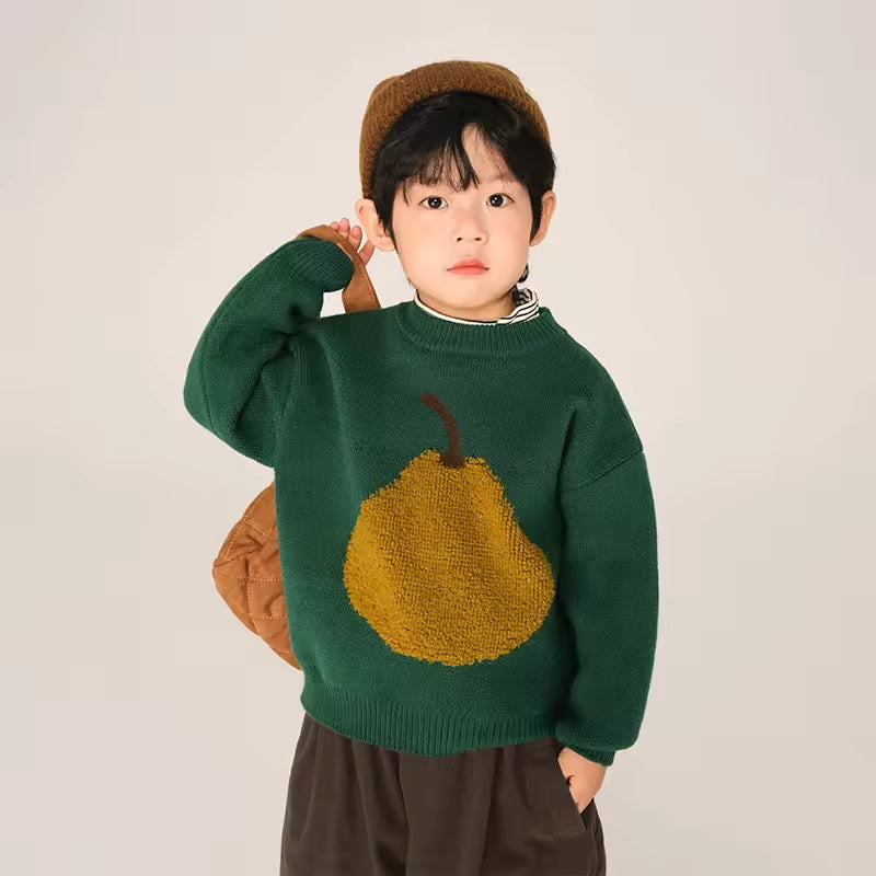 New Style Children's Clothing Boy's Sweater Winter O-Neck Pullover Sweaters 100% Cotton Anti-Pilling Base Shirt Baby Tops