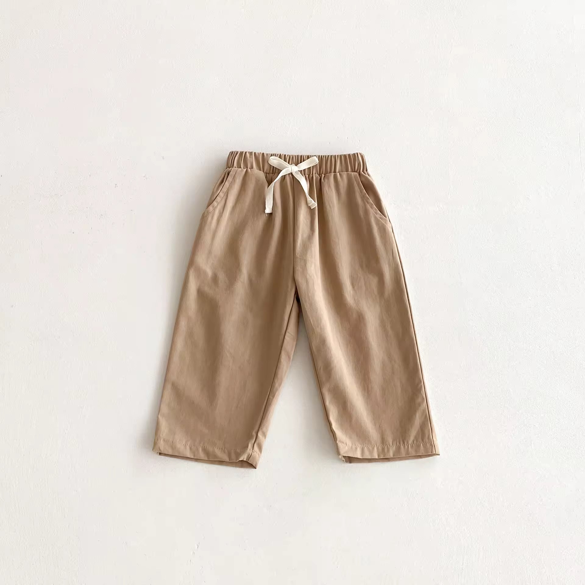 Autumn Korean Style Solid Color Casual Pants for Boys and Girls Small Medium Children Cotton Elastic Waist Straight Long Pants