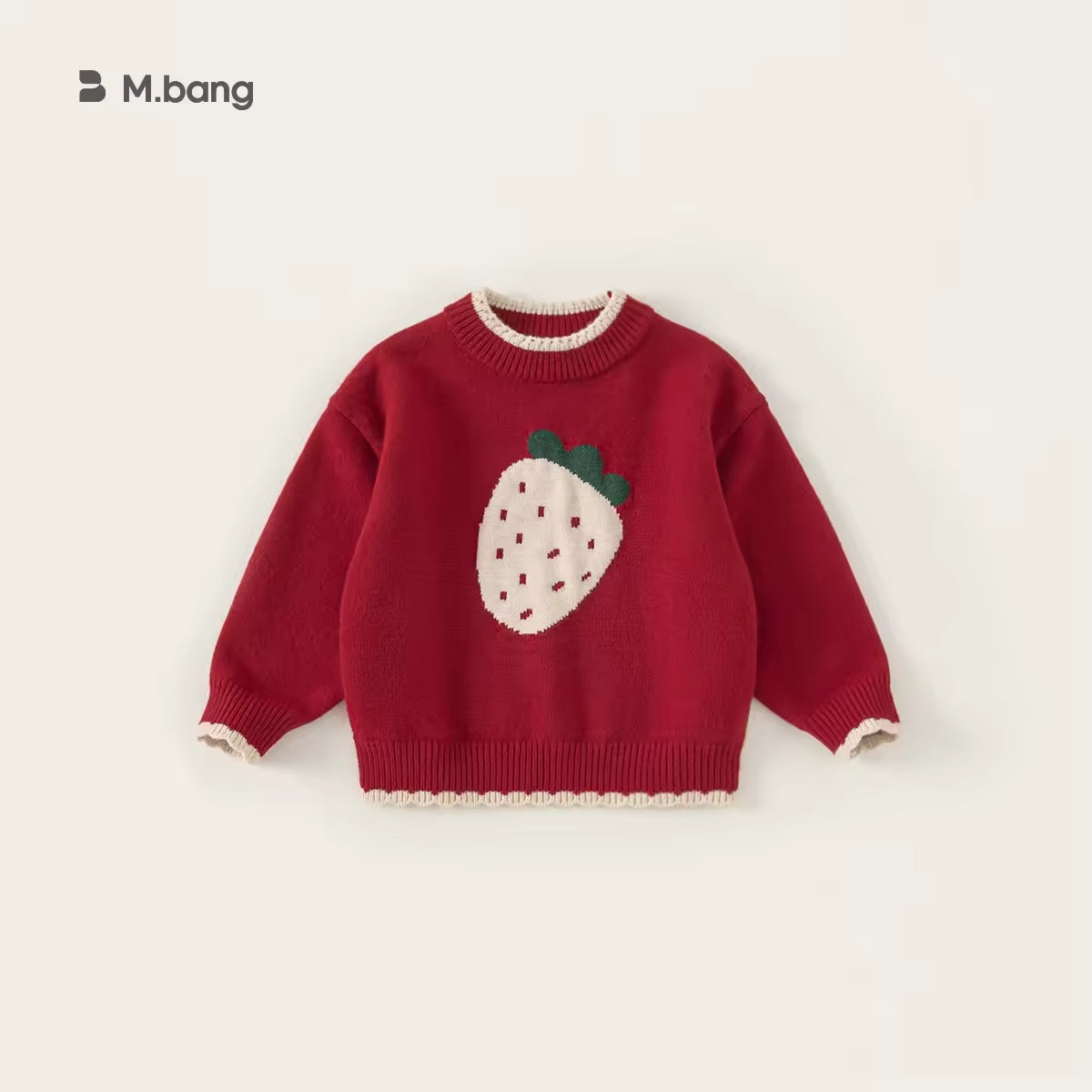 Girls' Pullover Sweater Red Christmas Autumn and Winter New Children's Strawberry Knitted Long-sleeved Baby Top