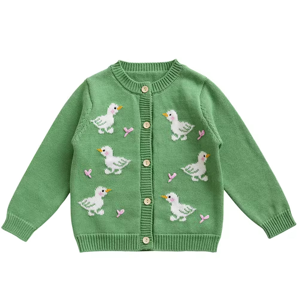 2025 New Cute Baby Girl Knitted Cardigan Spring and Autumn Autumn and Winter Tops Girls' Sweater Coat