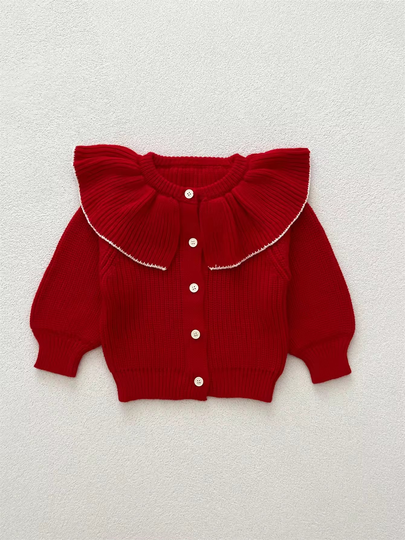 2025 Autumn and Winter Knitted Cardigan for Infants and Toddlers Large Lapel School-style Sweater Coat Knitted Top