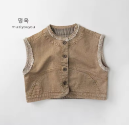 Wholesale 2026 Spring New Arrival Boys' Girls' Korean-style Japanese-style Retro Style Children's Cotton Vest All-Match Waistcoat Tops