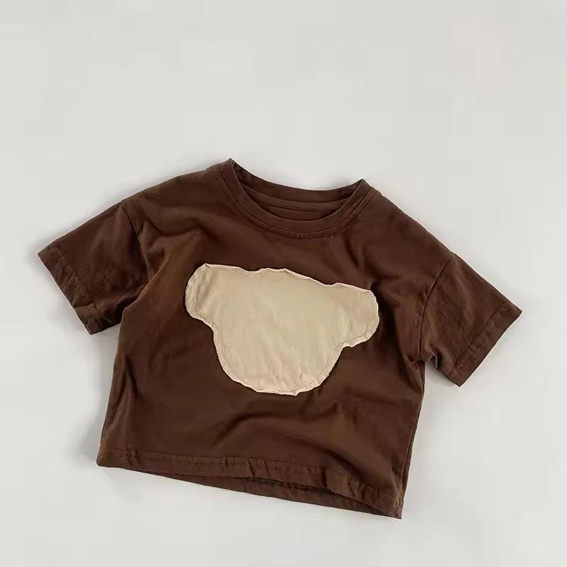 Wholesale 2026 INS Style Summer Children's Clothes T-Shirt Cartoon Print Short Sleeve Cute Bear Korean Style Versatile Pure Cotton Top
